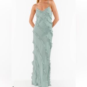 Show Me Your MuMu Ruffle Maxi Dress - Sliver Sage Size Small